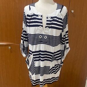 Saint Tropez West Navy and White Striped Mini Tunic